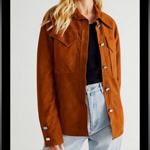 Free People Dancassab Maria Suede Jacket in Cocoa-Brown